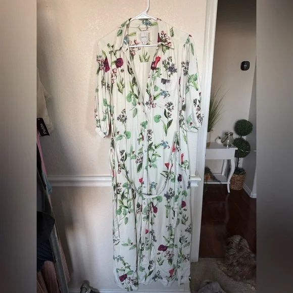 Maeve Anthropologie Floral Tie-Waist Maxi XS